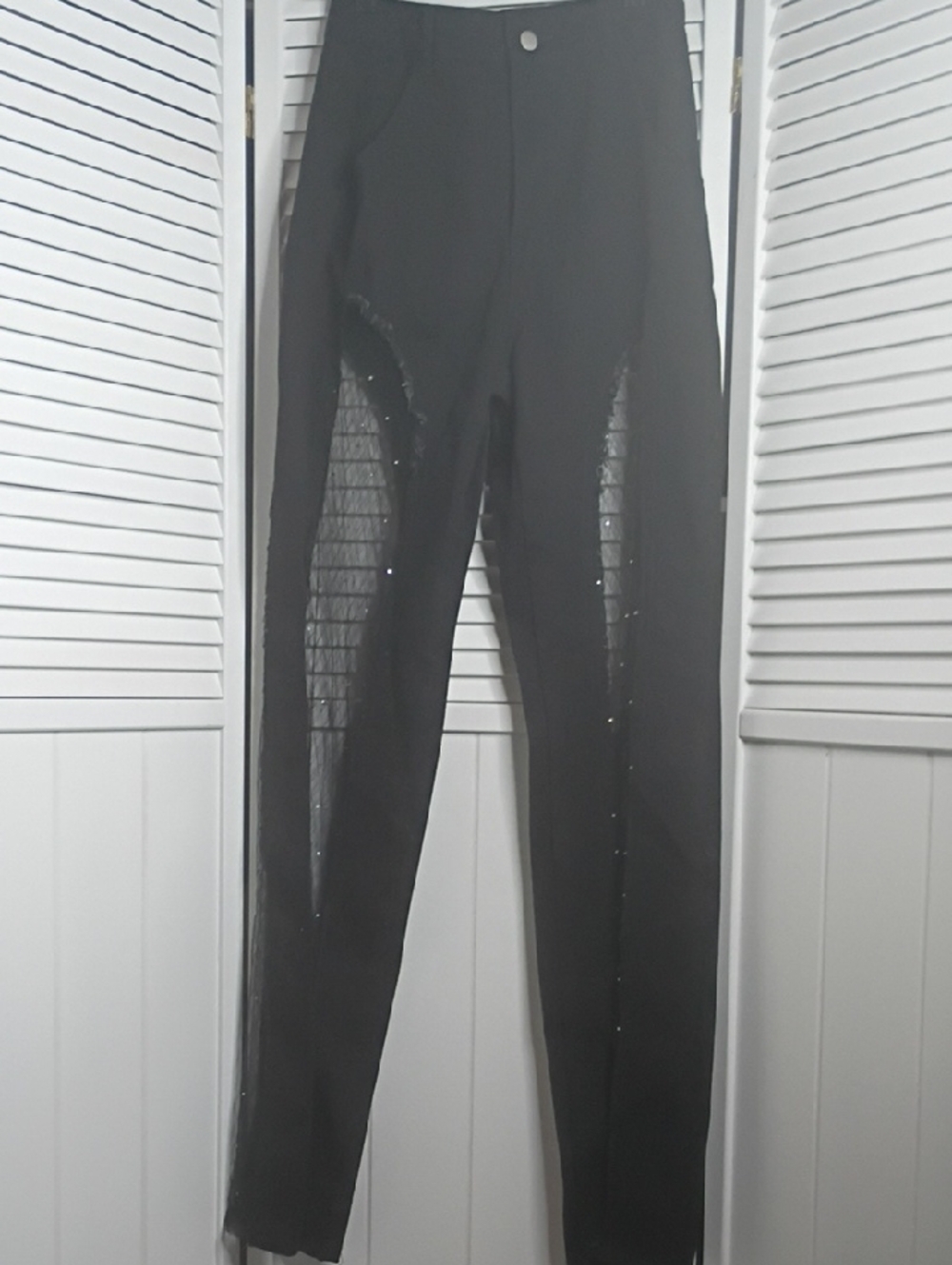 Black Mesh Panel Pants - Picture 5 of 7